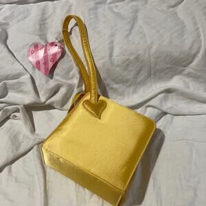 Victoria’s Secret yellow satin heart evening bag handle strap vintage NWT